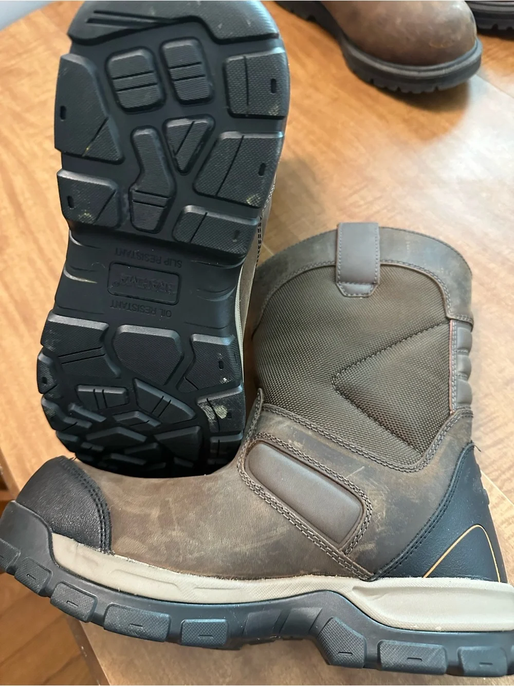 Brahma Men's Dark Brown Steel Toe Work Boots with Black Accents
